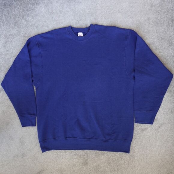 Vintage BVD Sweatshirt Mens 3XL Blue Blank Crewneck Pullover 90s USA Made - Picture 1 of 10